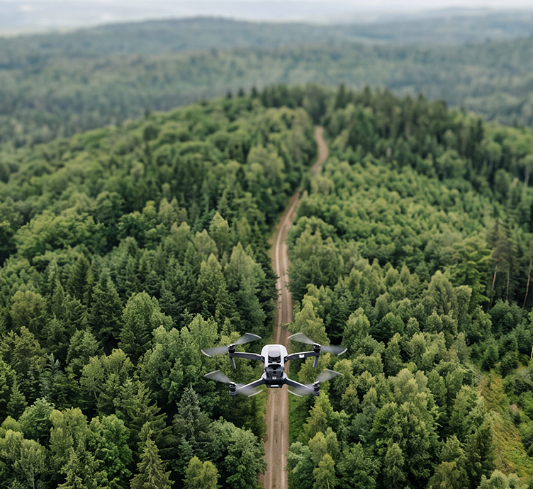 image of drone over forest